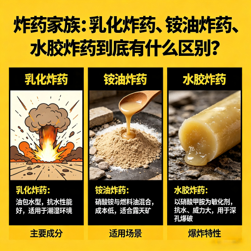 王五镇炸药家族：乳化炸药、铵油炸药、水胶炸药到底有什么区别？
